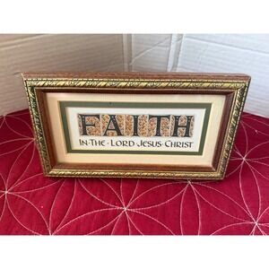 Faith In The Lord Jesus Christ Framed Tabletop Art Gold Tone Wood Frame 8x4